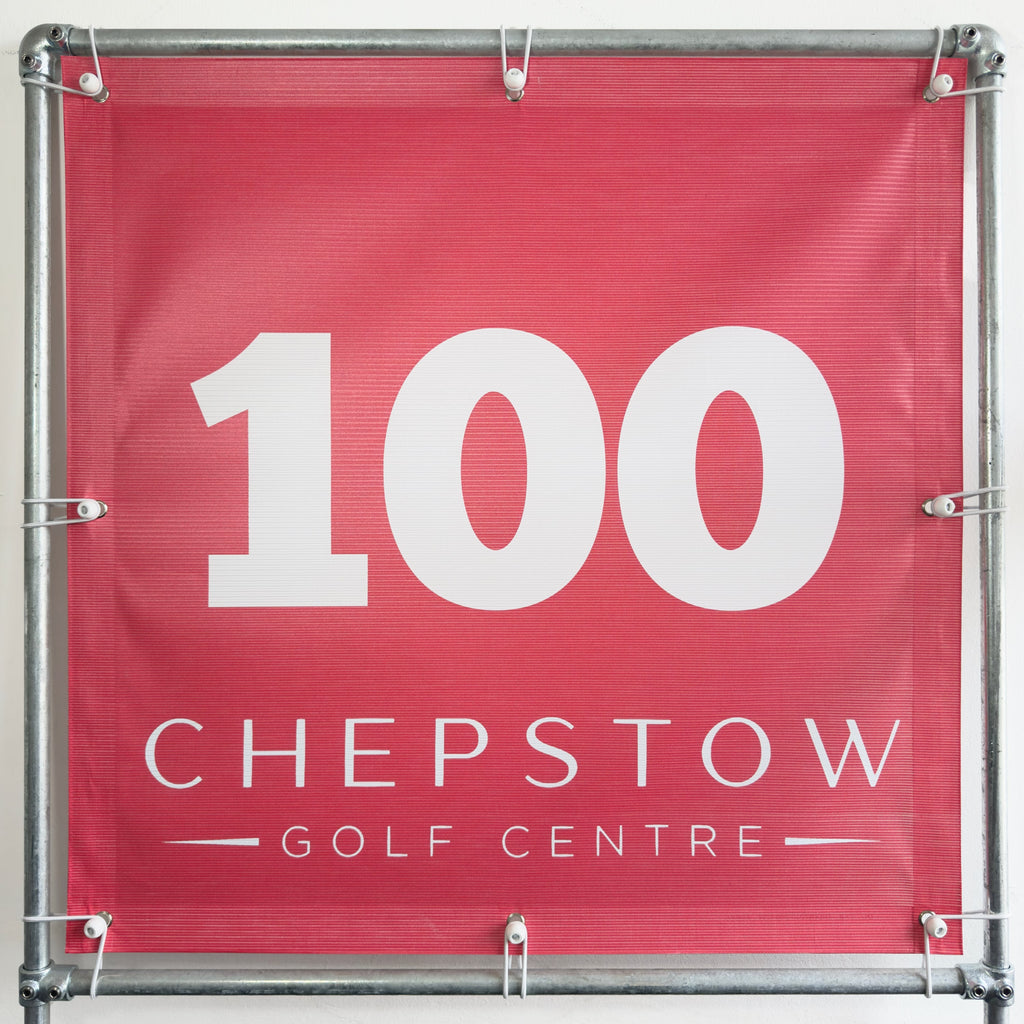 RA-TM9561 Amtech Range PVC Mesh Golf Driving Range Yardage Distance Banner 100x100 Chepstow Red 100